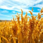 Flick International Close-up view of golden sorghum heads in a sunny field
