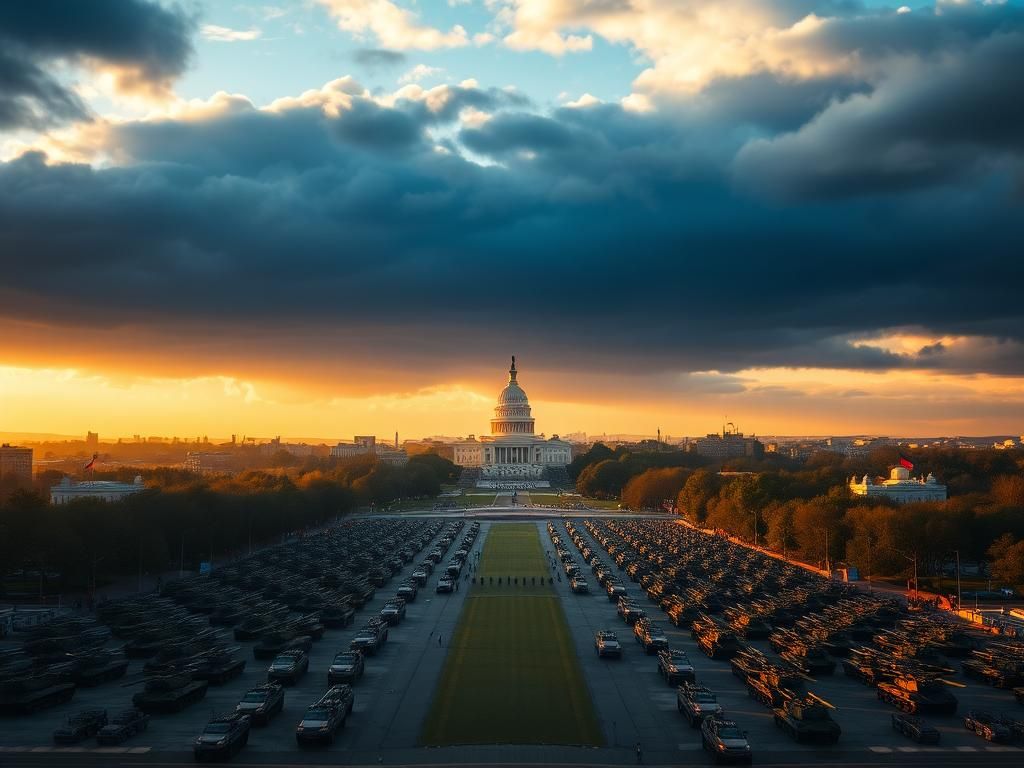 Flick International Aerial view of a military parade ground in Washington, D.C.