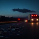 Flick International somber highway scene after car accident