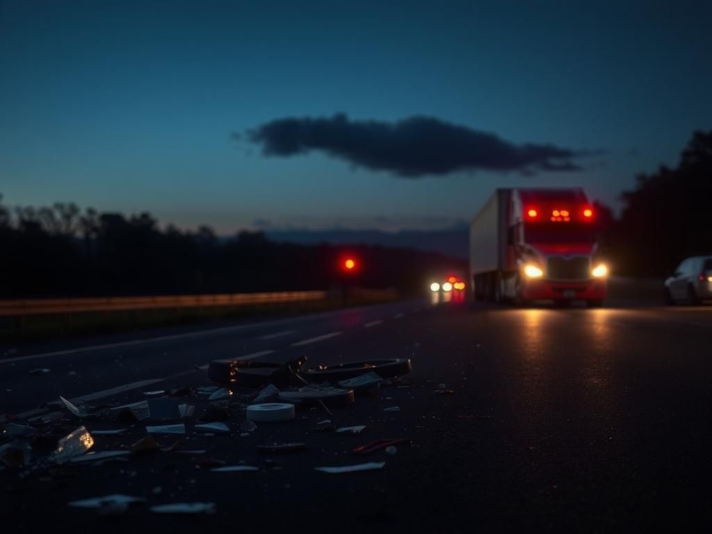 Flick International somber highway scene after car accident
