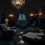 Flick International Opulent living room interior suggesting tension and unease
