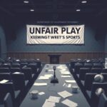 Flick International Chaotic hearing room setting with empty chairs and a long table filled with documents and coffee cups