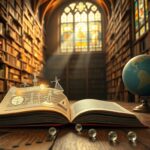 Flick International Ethereal depiction of an ancient library symbolizing human knowledge