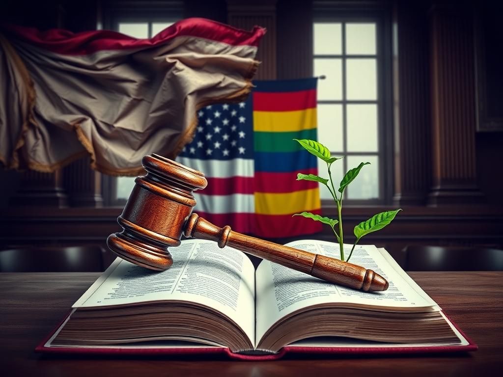 Flick International A montage depicting the divide within the Democratic Party with an aged American flag and a vibrant progressive rainbow flag