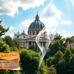Flick International Majestic dome of St. Peter's Basilica with white smoke symbolizing Pope Leo XIV's election