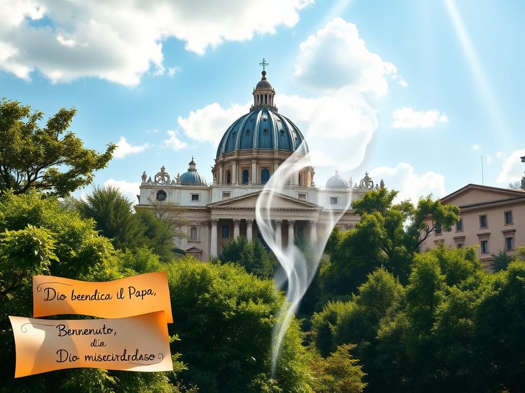 Flick International Majestic dome of St. Peter's Basilica with white smoke symbolizing Pope Leo XIV's election