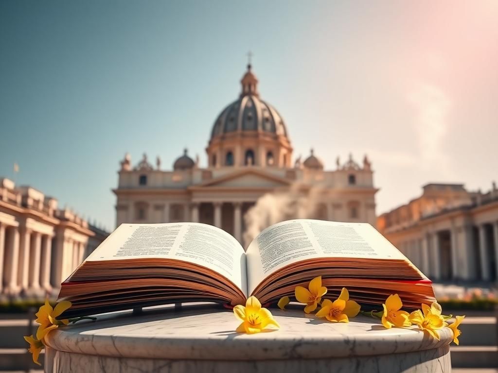 Flick International Majestic view of St. Peter's Basilica with sunlight illuminating the dome