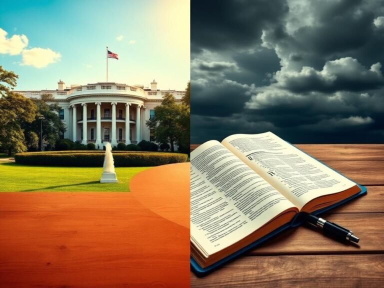 Flick International Contrasting presidential symbols: a bright White House and a shadowy book titled 'Original Sin'