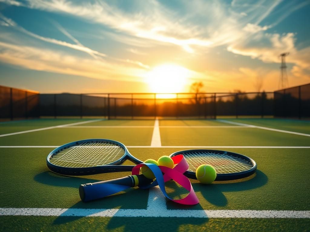 Flick International An empty tennis court at sunrise, representing fairness in women's sports
