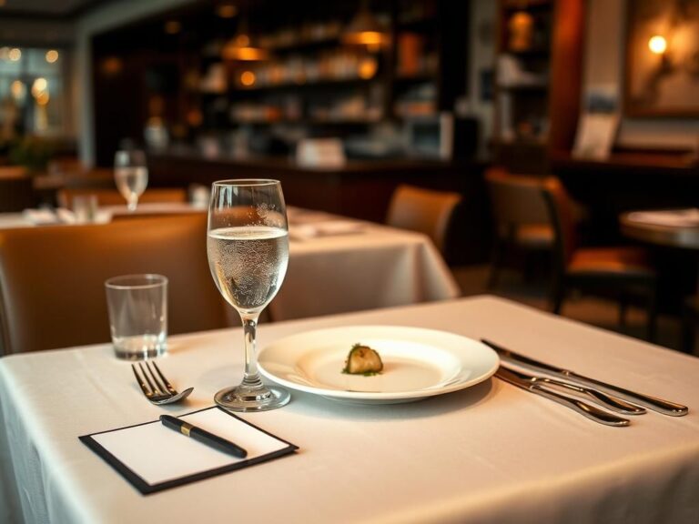 Flick International A beautifully arranged dining table in a stylish restaurant, showcasing elegant table settings and polished silverware.