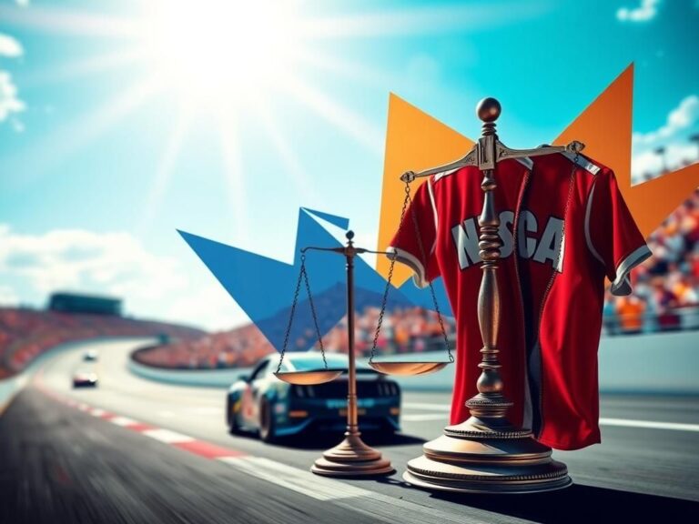 Flick International NASCAR car racing on track with symbols of competition