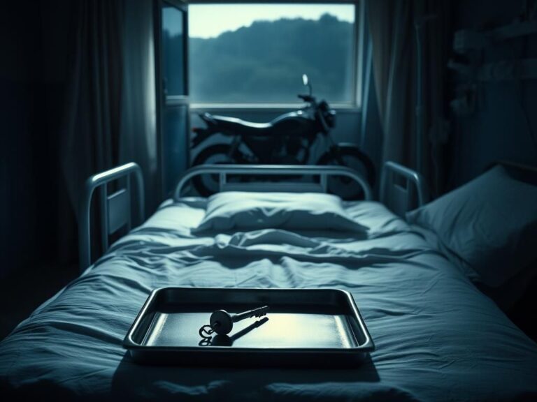 Flick International Dimly lit hospital room with an empty hospital bed symbolizing loss