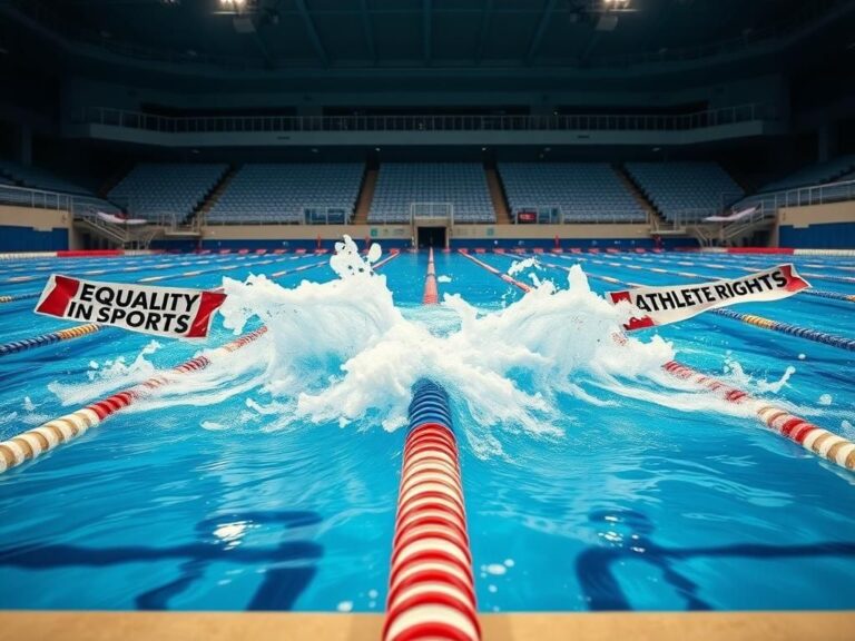 Flick International Competitive swimming pool illustrating the tension in women's sports debate