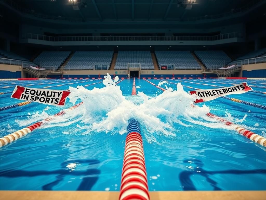 Flick International Competitive swimming pool illustrating the tension in women's sports debate