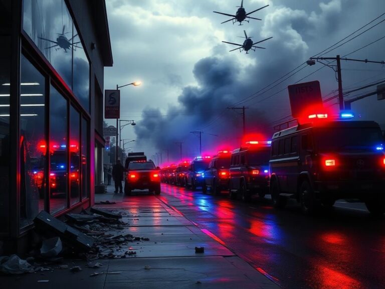 Flick International Shattered storefront window amidst protests in Los Angeles