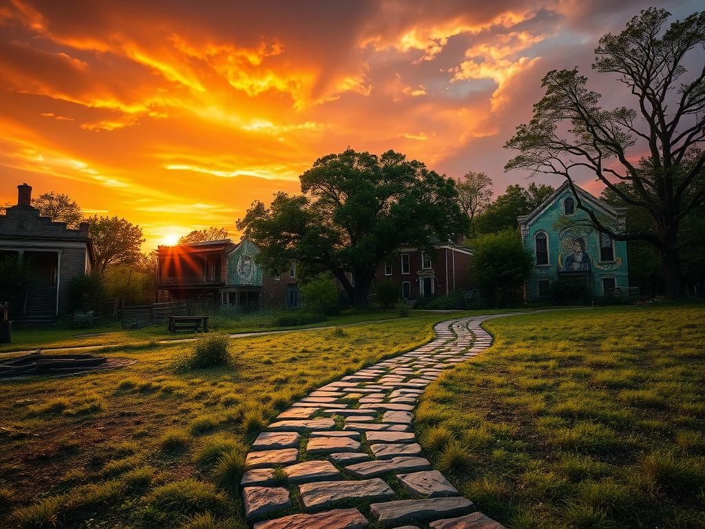 Flick International Lush landscape of the historic Greenwood District showing remnants of the 1921 Tulsa Race Massacre