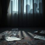 Flick International A dimly lit hotel room representing turmoil and distress
