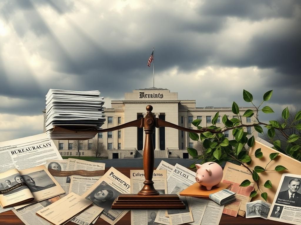 Flick International A vintage scale symbolizes the balance of the federal budget amidst government efficiency efforts.