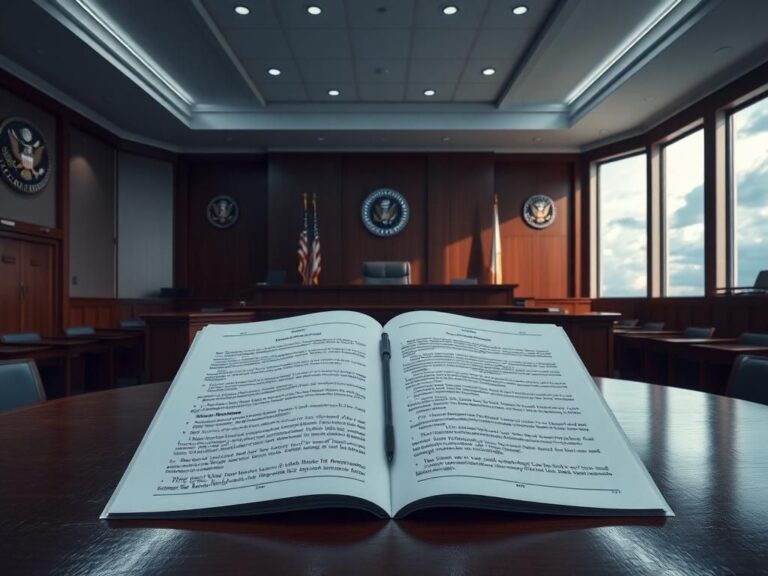 Flick International A dramatic courtroom scene showcasing a modern federal courtroom with an empty witness stand and legal documents.