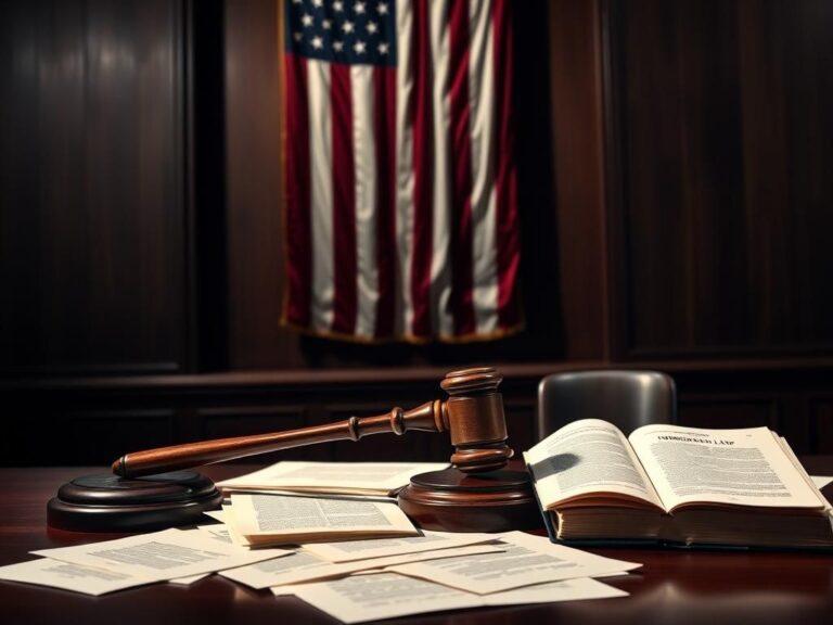 Flick International An imposing judge's gavel on a desk surrounded by legal documents and a law book.