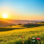 Flick International Serene landscape of the Israel-Syria border at sunset