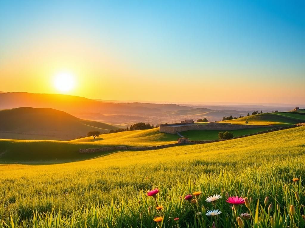 Flick International Serene landscape of the Israel-Syria border at sunset