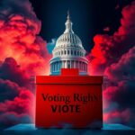 Flick International U.S. Capitol building surrounded by political symbols representing divided parties