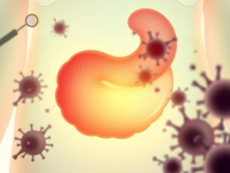 Flick International Close-up illustration of a highlighted human appendix with cancer cells surrounding it