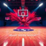 Flick International A vibrant basketball court scene symbolizing Cameron Brink's recovery journey with elements of red carpet events.