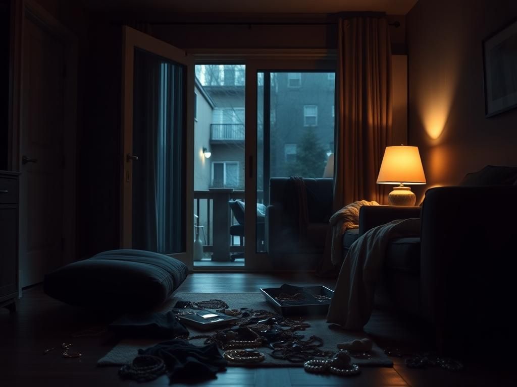 Flick International Dimly lit interior of rapper Macklemore's Seattle home showing signs of a burglary