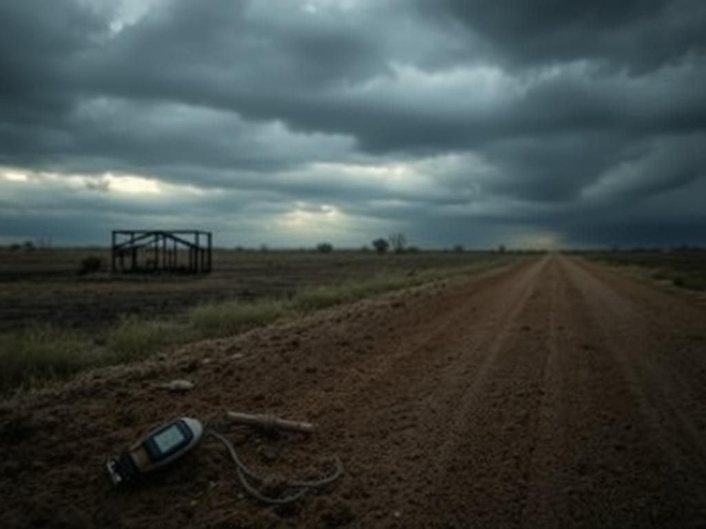 Flick International Dark, stormy Texas landscape symbolizing escape and tension