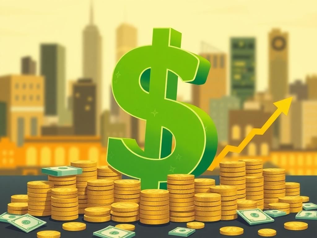 Flick International Conceptual illustration of a dollar sign representing the proposed $15 minimum wage with coins and bills