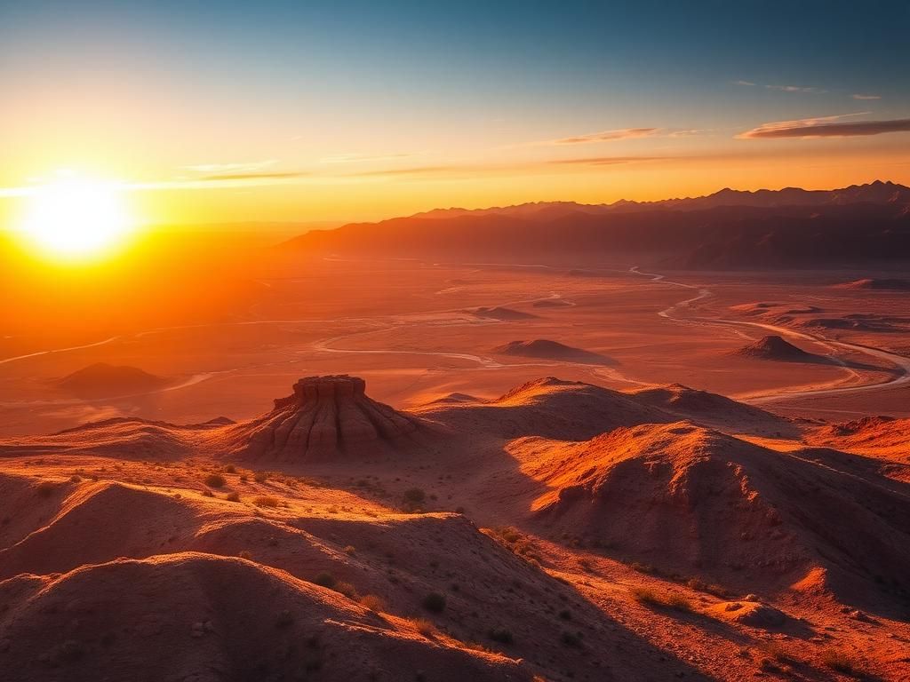 Flick International Aerial view of the Chuckwalla National Monument and Sáttítla Highlands National Monument in California showcasing rugged desert terrain and rolling hills