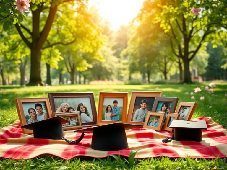 Flick International A tranquil family picnic scene showcasing frames of cherished memories and milestones