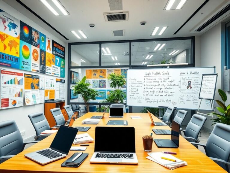 Flick International vibrant workspace inside a modern health department agency showcasing charts and health-related documents