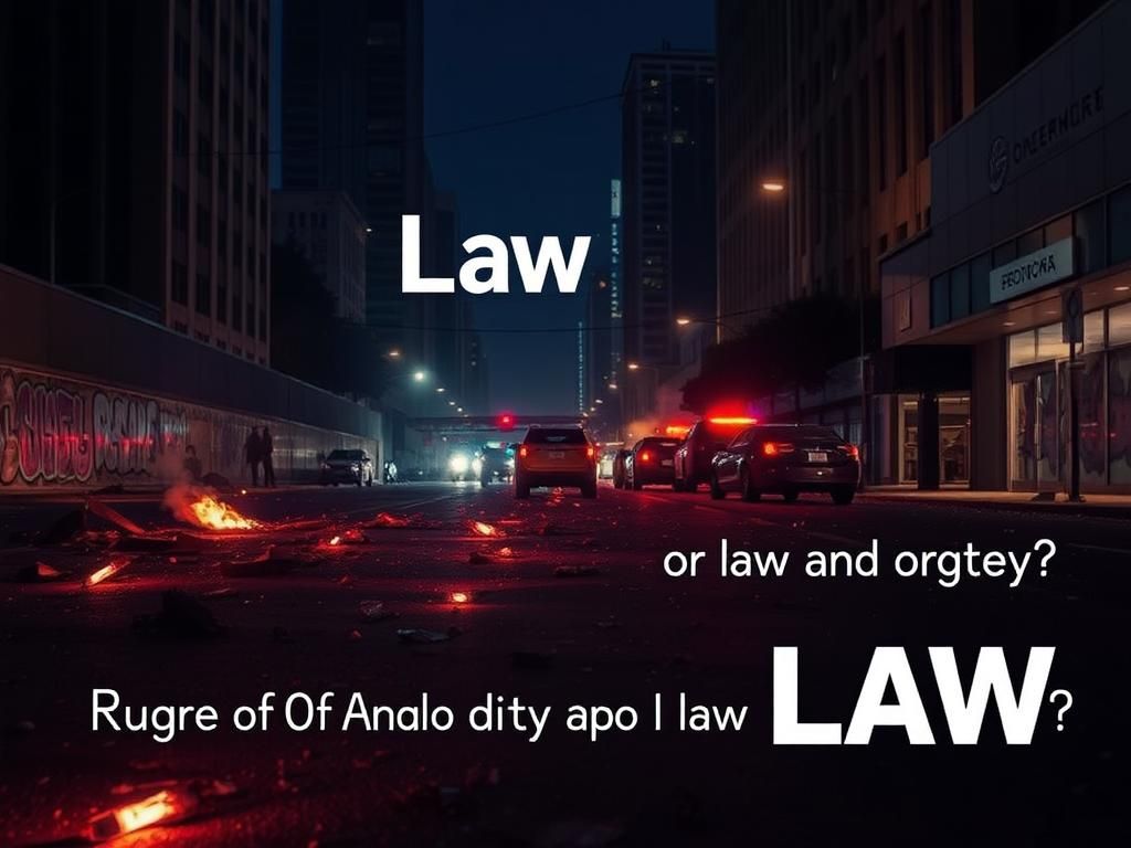 Flick International A nighttime scene of Los Angeles streets showing unrest with debris and flares