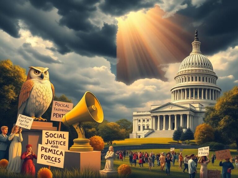 Flick International A divided political landscape symbolizing the struggle between progressive ideals and a conservative administration