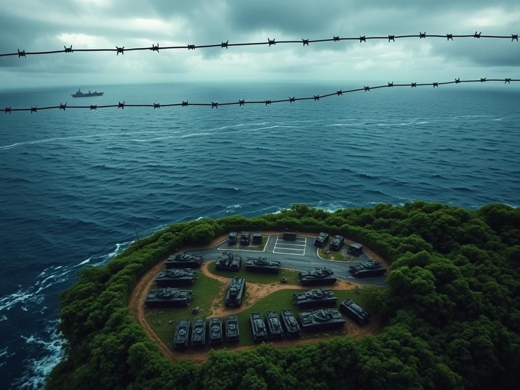 Flick International Aerial view of the Taiwan Strait depicting military readiness amidst rising tensions