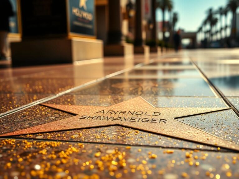 Flick International Close-up of Arnold Schwarzenegger's Hollywood Walk of Fame star surrounded by dust and crystals
