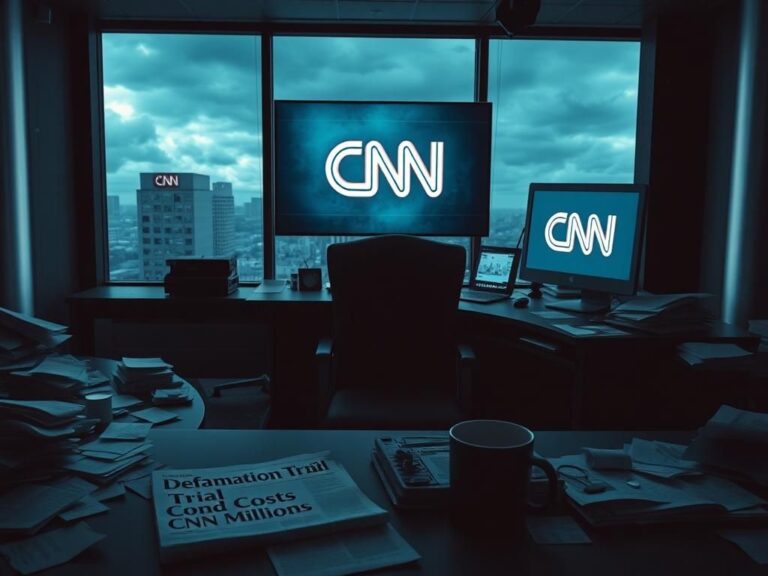 Flick International A dimly lit newsroom with an empty chair and scattered papers, symbolizing absence after Alex Marquardt's exit from CNN.