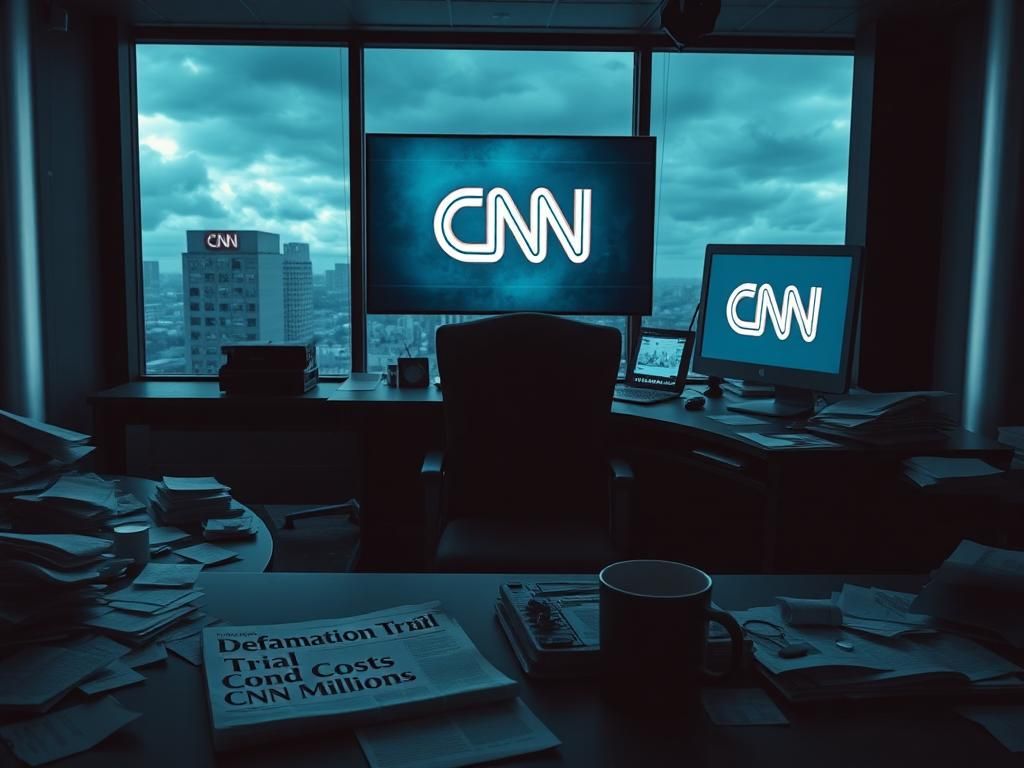 Flick International A dimly lit newsroom with an empty chair and scattered papers, symbolizing absence after Alex Marquardt's exit from CNN.