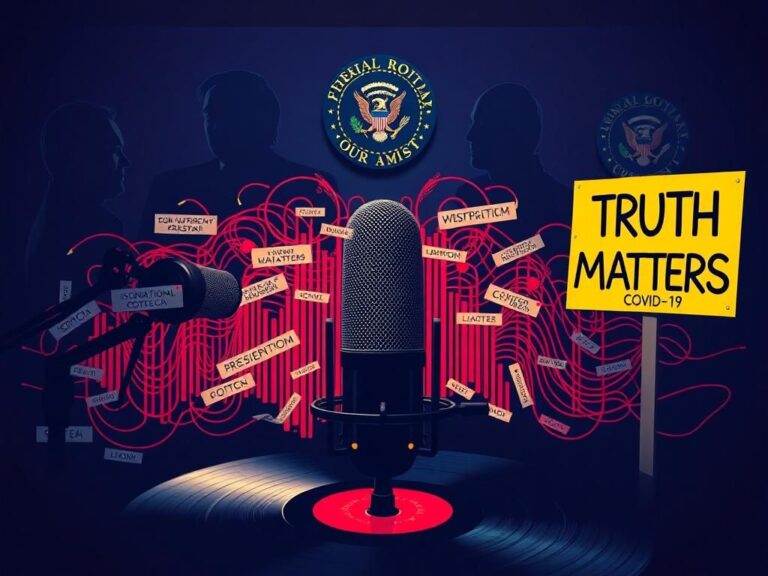 Flick International Abstract representation of a podcast studio featuring a large microphone and colorful sound waves symbolizing Joe Rogan's influence