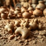 Flick International close-up of 4,500-year-old baby rattles made from baked clay