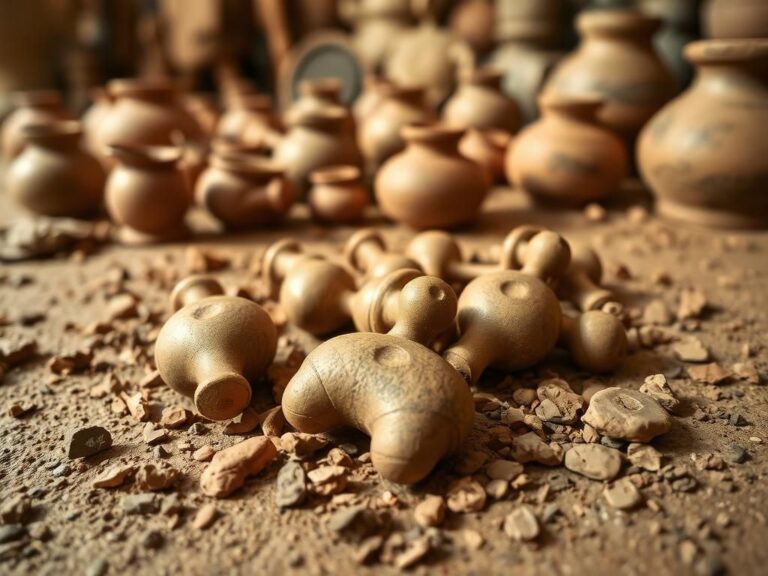 Flick International close-up of 4,500-year-old baby rattles made from baked clay