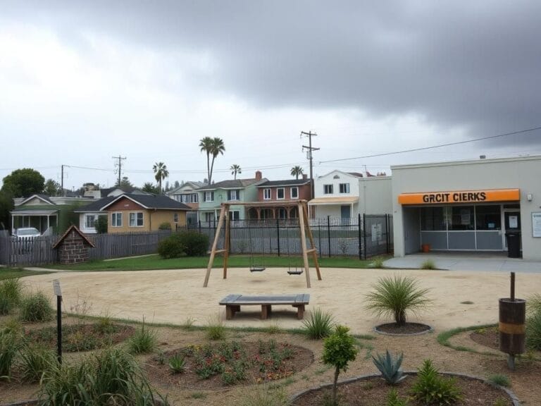 Flick International A deserted playground in Los Angeles representing immigrant labor loss
