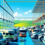 Flick International A vibrant American automotive manufacturing plant showcasing classic and modern vehicles