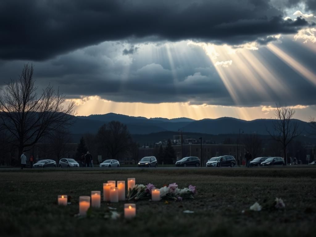 Flick International Serene urban landscape in Boulder, Colorado with a candlelight vigil for victims of a terror attack