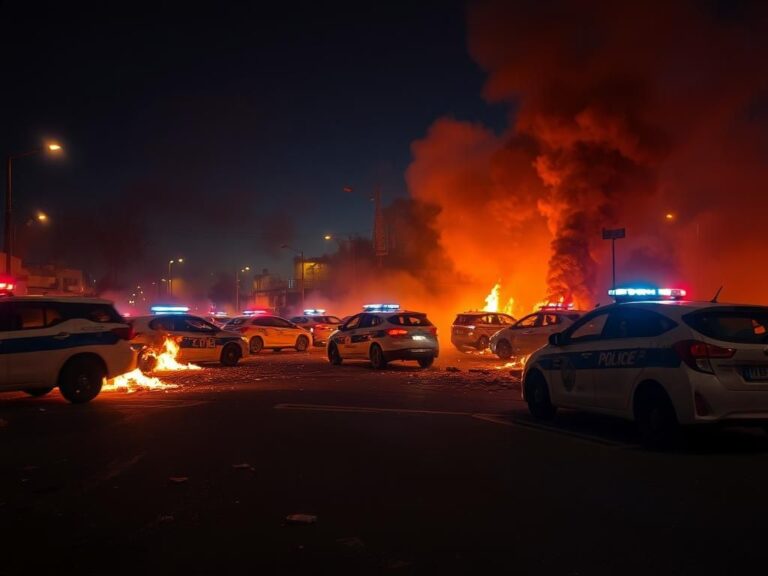 Flick International Police vehicles engulfed in flames during anti-ICE protests in New York City