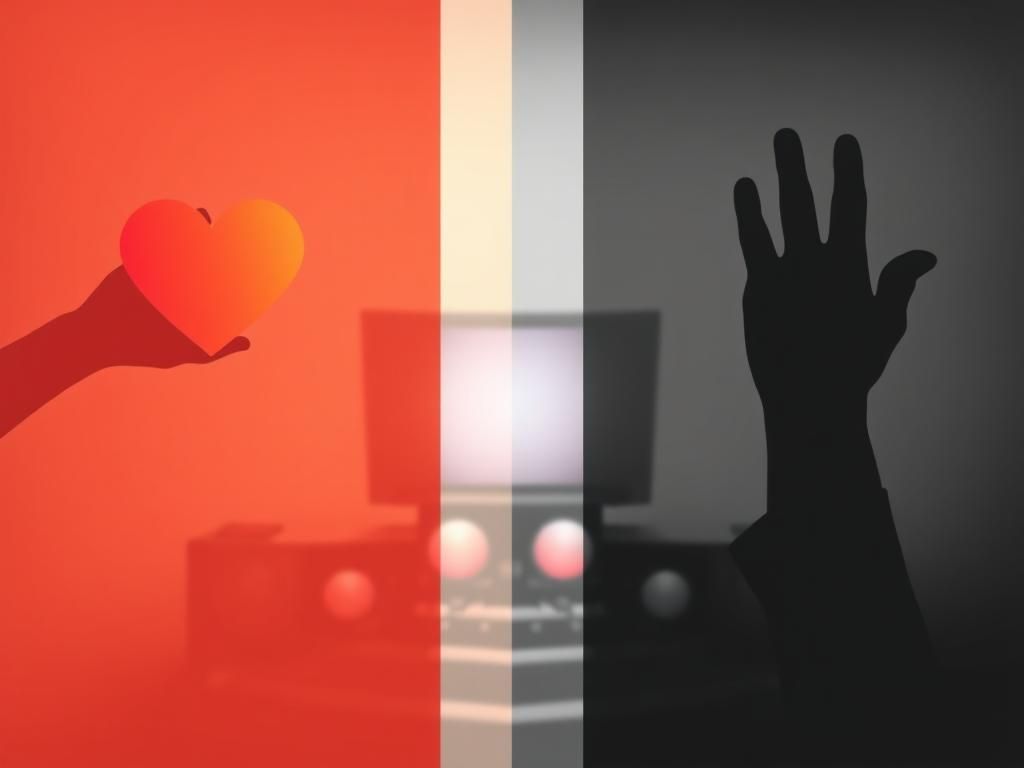 Flick International A split image depicting contrasting gestures by Elon Musk and Cory Booker with symbolic representations.