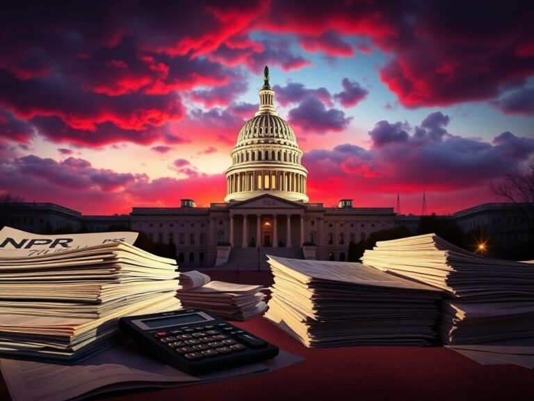 Flick International Dramatic depiction of the U.S. Capitol building at dusk with stormy clouds overhead, symbolizing uncertainty in budget discussions.